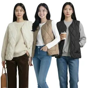 여성 지퍼 패딩조끼 겨울 경량 기본 퀼팅 조끼 여자 베스트