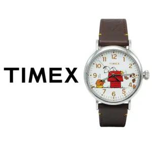 타이맥스 피너츠 스누피 브라운 가죽 손목시계 TW2W44300