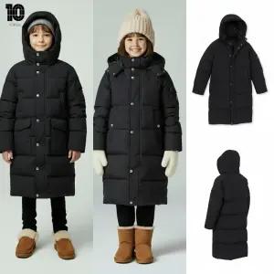 [백화점 출고] 탑텐 키즈 패딩 남아 여아 밸런스 베스트웜 롱 다운 점퍼 블랙 후드 긴기장 자켓