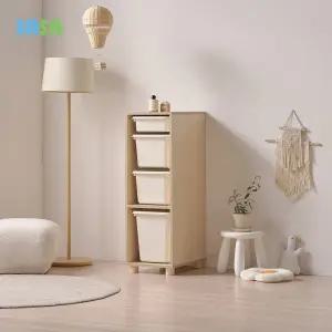 E0 로미 370 4단 틈새 바구니형 아동 장난감수납장(원목발포함)