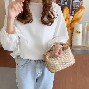 휴가철 패션 크로스백 피서지 여행 밀짚 미니 라탄백