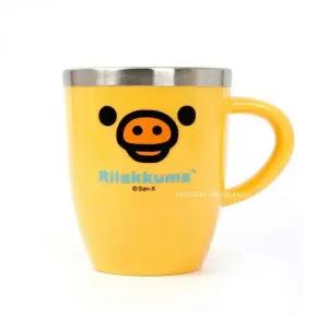 [골드스마일]스테인리스 얼굴 디자인 텀블러 옐로우 보온컵