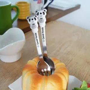 [골드스마일]유아용 판다 캐릭터 이유식 스푼 포크 디저트 식기