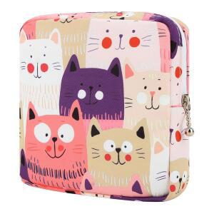 십대용 생리대 보관 가방 휴대용 생리대 가방/위생 냅킨/작은 탐폰, 생리대 보관 가방 첫 생리대 선물 (고양이)