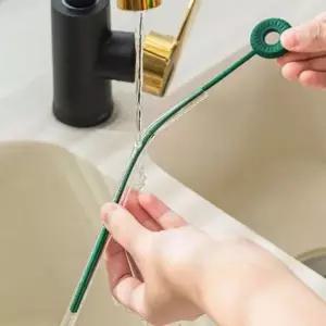 [골드스마일]빨대솔 실리콘 개인용 빨대 청소솔 아보카도색