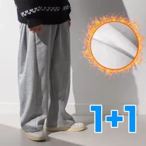 기모 사이드 투턱 벌룬 와이드 트레이닝 팬츠 (2장) / 보온 온장고 겨울 츄리닝 바지