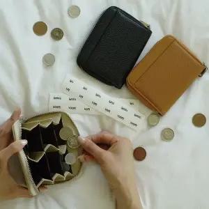 가죽 6칸 일본 엔화 여행 동전 지갑 3color RFID차단