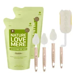 네이쳐러브메레 젖병세정제 거품형 리필 500ml 2팩+필터폼 젖병솔+꼭지솔 2P(누디브라운)
