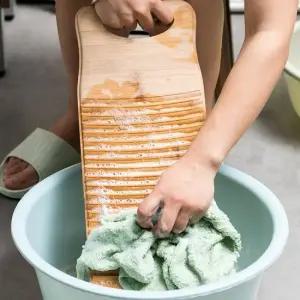 손세탁 대나무 빨래판 50x18cm 라운드 나무빨래판 대나무빨래판 원목빨래판 손빨래판