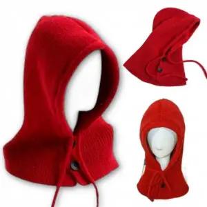 ( )여성 겨울 바라클라바 니트 모자 버건디 겨울 방한모자 귀마개 바라클라바 모지 니트후드모자 털모자 넥
