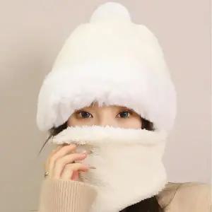 4색 1개 바라클라바 방한마스크 후드모자 털목도리 귀달이모자 털모자 겨울워머 일체형 머플러 겨울방한용