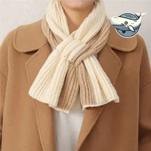 따뜻한 투톤 고리 목도리 소품 겨울 스카프 머플러 투톤 고리 겨울 목도리 배색 니트