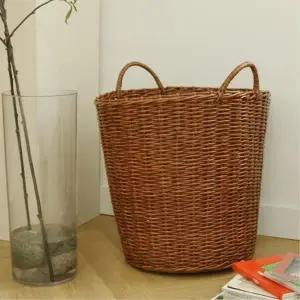 [마이모노샵] 세척가능 손잡이 라탄 감성 바스켓 수납 빨래 바구니