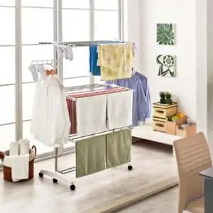 이동 접이식 빨래 건조대 고급형 옷걸이 행거 선반