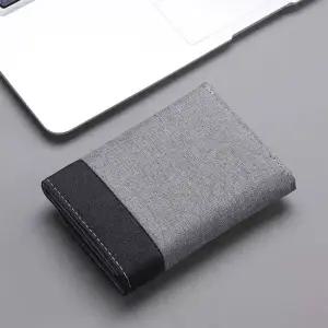 지갑 심플한 반지갑 남성 캔버스 빈티지 캐쥬얼 학생