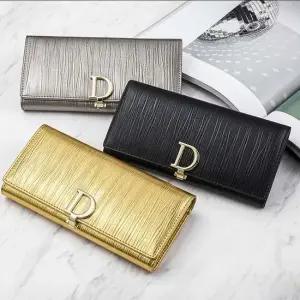 3color 물결 엠보 메탈릭 진주펄 소가죽 이니셜 장지갑