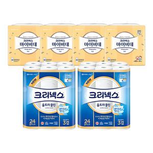 크리넥스 3겹 울트라클린, 25m, 24롤, 2개+마이비데 키즈 캡, 42매, 4입, 4개