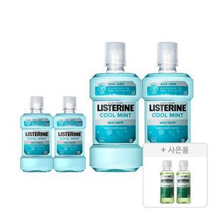 리스테린액 쿨민트 마일드 750ml, 2개 + 250ml, 2개 + 증정(그린티 마일드 100ml, 2개)