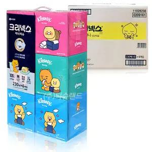 크리넥스 디럭스 미니 카카오 230매 6각 x6개(1박스) /각티슈