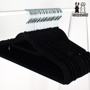 화이트래빗 벨벳 논슬립 옷걸이 - 베이직 블랙 30/60p