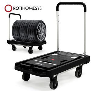 로티홈시스 접이식 폴딩 카트 플랫폼 핸드카트 몬스터형 손수레 우레탄 바퀴 대차 구루마 특대형 블랙