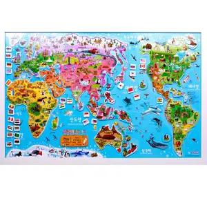 edukids 세계지도자석퍼즐 무독성 퍼즐 맞추기 179pcs 학습자료, 액자형 세계지도퍼즐 바니랜드
