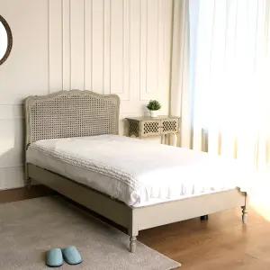 라탄 원목 슈퍼싱글 침대프레임 다크그레이