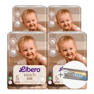 리베로 기저귀 터치 밴드형 5단계 30매 4팩+필립스 건전지 12개