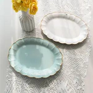 코스타노바 올리바 타원접시 30cm - 화이트,아쿠아