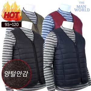 [더맨월드][더맨월드] WF브이넥양털경량패딩조끼 겨울 남자 등산조끼 베스트