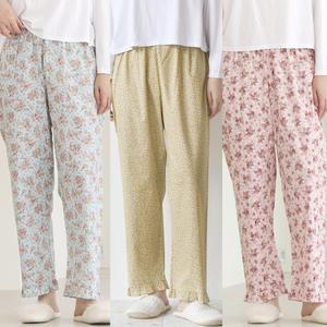 아사면 꽃무늬 파자마/국산 봄 가을 아사 잠옷/9부 긴바지 고밀도 60수 홈웨어 플라워팬츠 마누아 이지러브