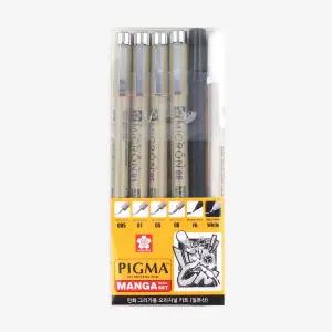 사쿠라 피그마 마이크론 망가 6본세트 만화 그리기용 젤잉크펜 일러스트 캘리펜 드로잉