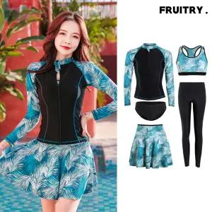 [빠른출고]밀크 5피스 치마 여성수영복 여자 래쉬가드세트 레쉬가드 뱃살커