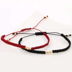 14K GOLD 릴리 금볼 매듭 끈 여성 금 팔찌