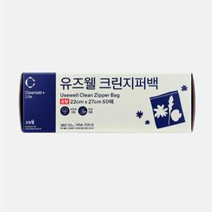 크린랩 유즈웰 크린 지퍼백 (중) 22cm x 27cm 50매