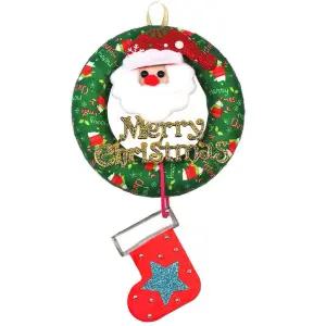 맘아트 DIY 크리스마스 리스 만들기 키트 그린리본 산타 메세지