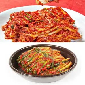 Fresh 안동학가산 국내산 고랭지 생김치 배추 포기 혼합세트 (맛김치 5kg + 파김치 1kg)