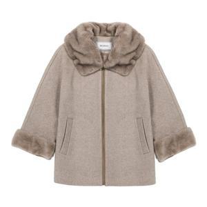 [벨리시앙](의정부점)밍크 볼륨 카라 집업 코트_HC1408