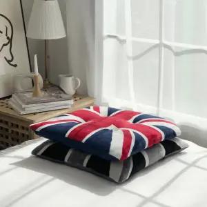 유니언잭 극세사 방석 사각 식탁 의자 사무실 쿠션 겨울 방석