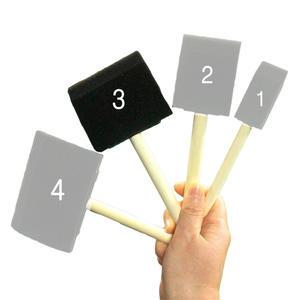 폼브러쉬 3인치 7.5cm - 스펀지붓 페인트붓 폼 스펀지 브러쉬 나무자루