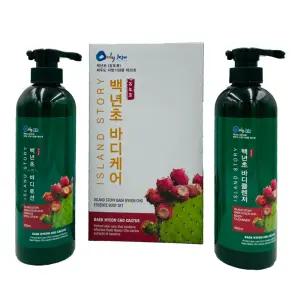 제주 백년초 선인장 에센스 바디케어 선물세트 바디로션 바디클렌저 600ml 2종 아일랜드스토리