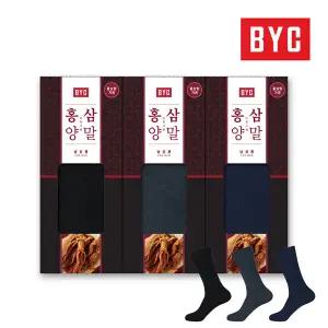 BYC 남성 홍삼양말 선물용 고급3매입 추석선물세트 포장 SMS3423