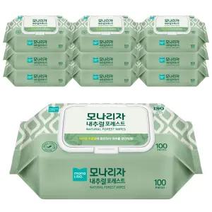 녹차잎 추출물 부드러운 내추럴 포레스트 물티슈 100매 10개(캡형)