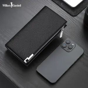 윌리엄캠벨 남성 소가죽 장지갑 핸드폰수납 지퍼지갑 카드지갑 W2708