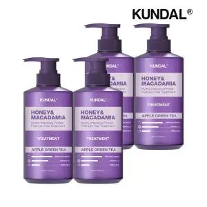 [쿤달]허니 앤 마카다미아 단백질 트리트먼트 애플그린티 500ml x4개