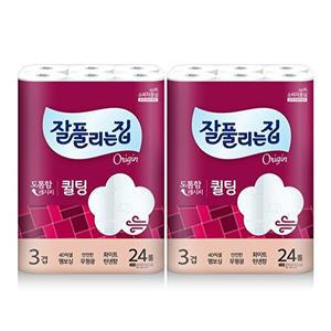 [잘풀리는집]퀼팅 3겹 광폭 화장지 (너비107mm) 30M x 24롤 x 2팩