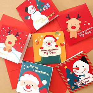 크리스마스카드 6set-B 성탄절 X-mas 미니카드 산타 루돌프 눈사람 귀여운 디자인 예쁜