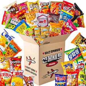 (풍성한선물) 빅박스 해피 프리미엄 봉지과자 35종 / 학교 간식 사무실 단체간식 종합과자 생일선물