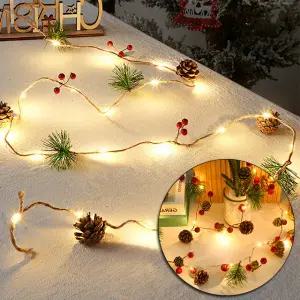 크리스마스 가랜드 LED 솔방울 조명 벽트리 트리 행잉 성탄절 테이블 장식 감성