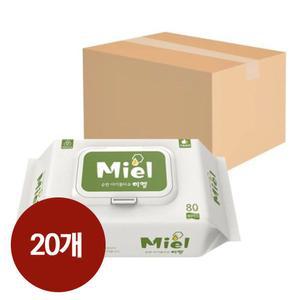 미엘 물티슈 화이트 엠보싱 캡형 80매 X 20개